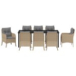 vidaXL Ensemble de 9 pièces de salle à manger de jardin avec coussins Beige Poly Rattan