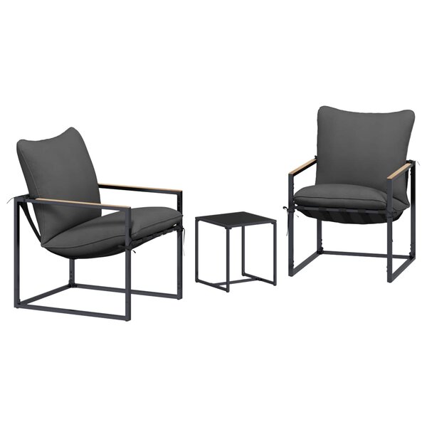 vidaXL Ensemble de canapé de jardin 3 pc Noir et anthracite Acier