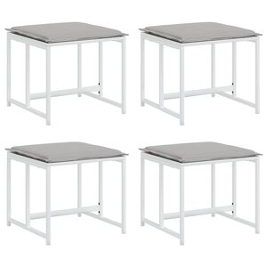vidaXL Tabourets de jardin avec coussins 4Pièces blanc acier et textilène