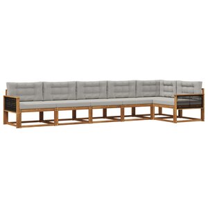 vidaXL Ensemble de canapés d'extérieur 6 pc Naturel et Gris clair