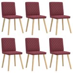 vidaXL Chaises à manger lot de 6 rouge bordeaux tissu