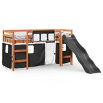 vidaXL Lit mezzanine enfants et rideaux blanc/noir 90x190cm pin massif