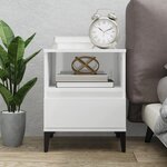 vidaXL Table de chevet Blanc brillant 40x35x50 cm