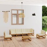 vidaXL Salon de jardin 7 Pièces avec coussins Bois de pin massif