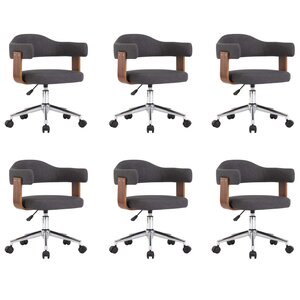vidaXL Chaises pivotantes à manger lot de 6 gris bois courbé et tissu