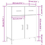 vidaXL Buffet Blanc brillant 69 5x34x90 cm Bois d'ingénierie