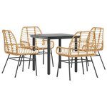 vidaXL Ensemble à manger jardin coussins 5Pièces marron poly rotin verre