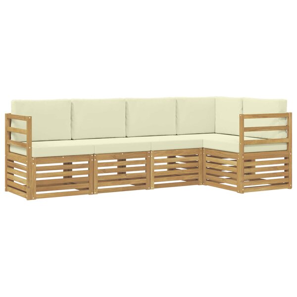 vidaXL Ensemble de canapés d'extérieur 5 pc Blanc et crème Polyester