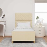 vidaXL Cadre de lit avec tête de lit Crème 100 x 200 cm tissu