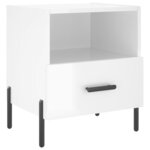 vidaXL Tables de chevet 2 Pièces blanc brillant 40x35x47 5 cm