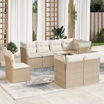 vidaXL Salon de jardin avec coussins 8 Pièces beige résine tressée