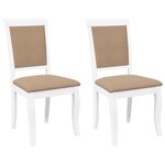 vidaXL Chaises à manger coussins 2 Pièces blanc bois massif caoutchouc