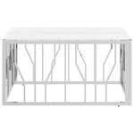vidaXL Table basse argenté 80x80x40 cm acier inoxydable et verre
