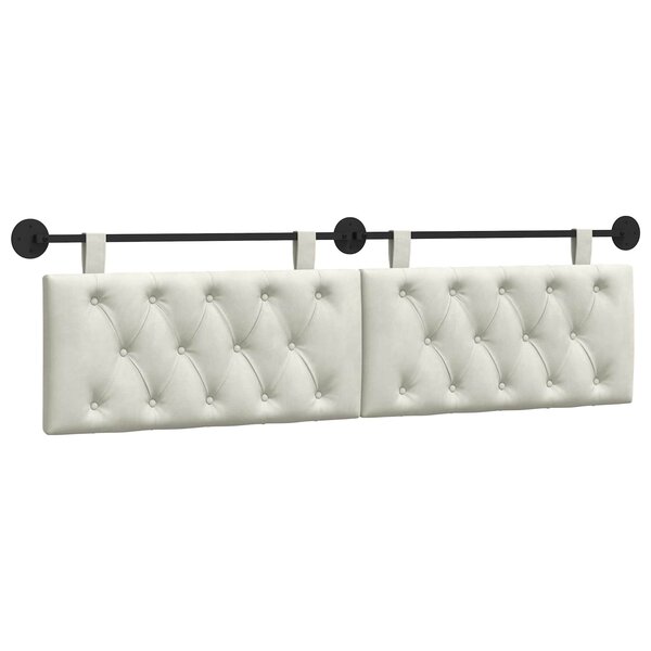 vidaXL Tête de lit suspendue Avec lumière LED Crème Velours