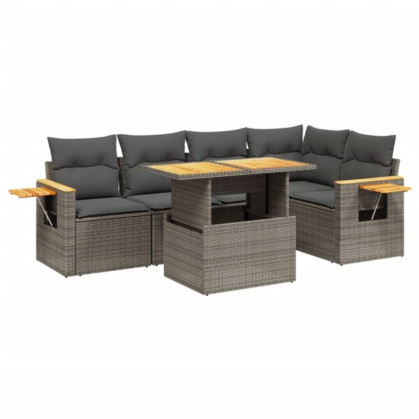 vidaXL Salon de jardin 6 Pièces avec coussins gris résine tressée