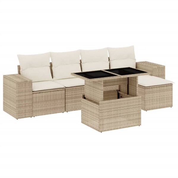 vidaXL Salon de jardin avec coussins 6 Pièces beige résine tressée