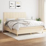 vidaXL Sommier à lattes de lit avec matelas Crème 180x200 cm Tissu