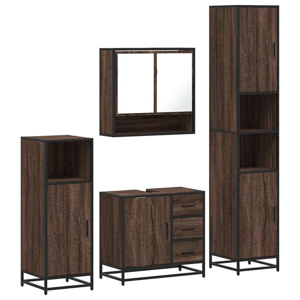 vidaXL Ensemble de meubles de salle de bain 4 Pièces chêne marron