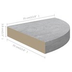 vidaXL Étagères d'angle murales 4 Pièces Gris béton 35x35x3 8 cm MDF