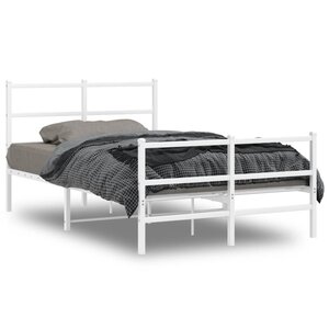 vidaXL Cadre de lit métal sans matelas et pied de lit blanc 120x200 cm