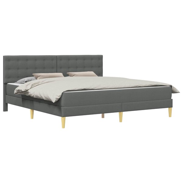 vidaXL Cadre de lit avec matelas Gris foncé 200 x 200 cm tissu
