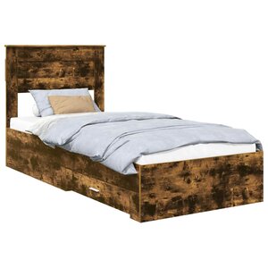 vidaXL Cadre de lit Chêne fumé 100 x 200 cm Bois d'ingénierie
