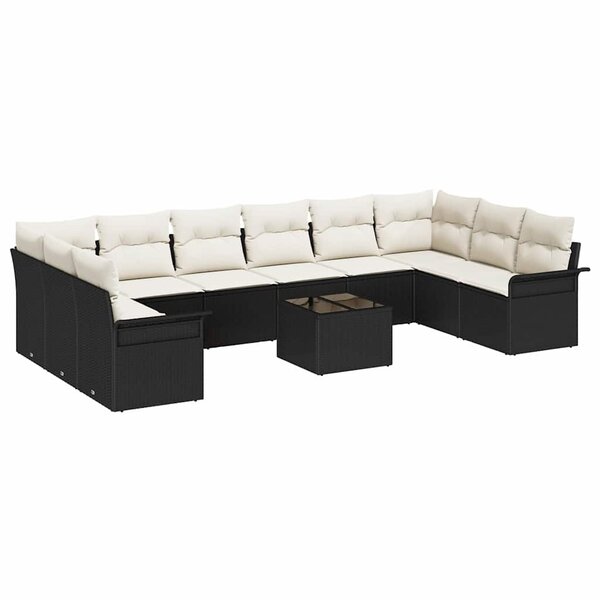 vidaXL Ensemble de canapé de jardin 11 Pièces Marron polyrotin