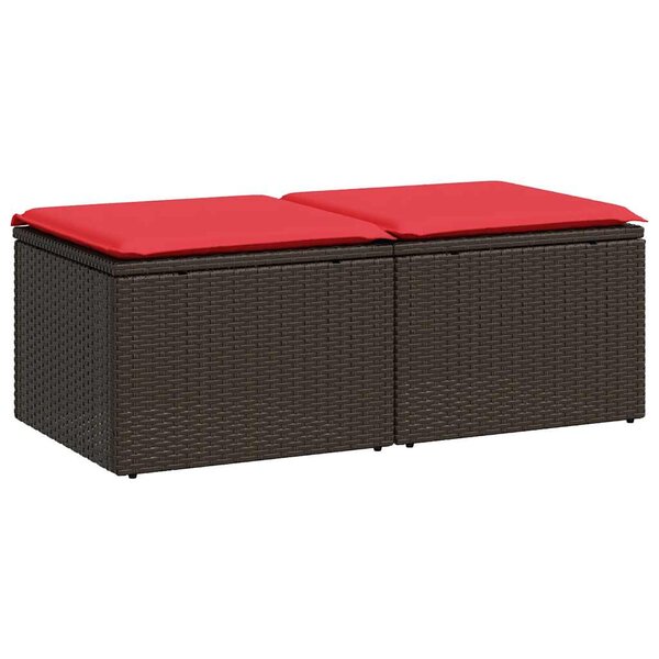 vidaXL Salon de jardin avec coussins 2Pièces marron résine tressée acacia