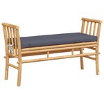 vidaXL Banc de jardin avec un coussin de 110 cm en bambou.