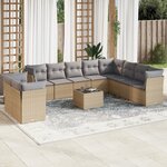 vidaXL Salon de jardin 11 Pièces avec coussins beige résine tressée