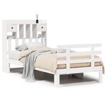vidaXL Lit bibliothèque sans matelas blanc 90x200cm bois de pin massif