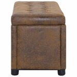 vidaXL Pouf de rangement 87 5 cm Marron Similicuir daim