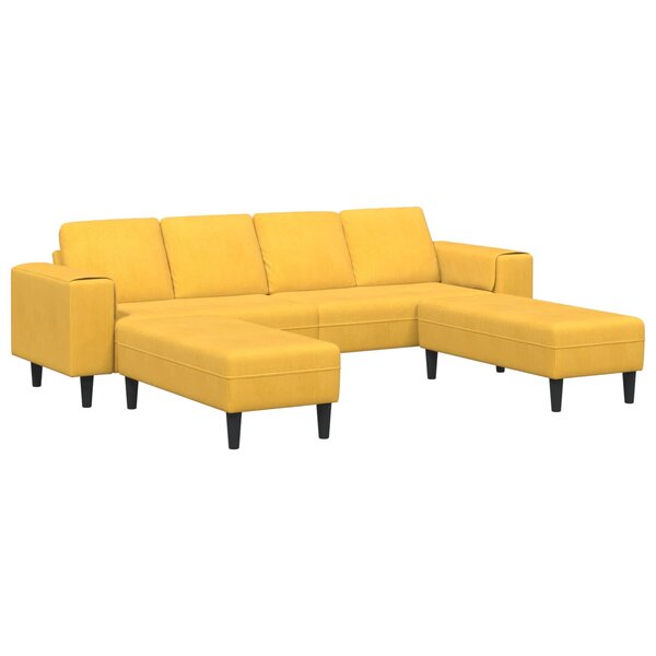 vidaXL Canapé Jaune clair 250 x 188 x 76 cm Tissu en velours côtelé