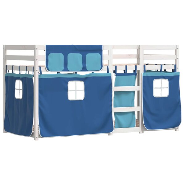 vidaXL Lit superposé sans matelas bleu 75x190 cm bois de pin massif