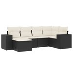 vidaXL Salon de jardin 6 Pièces avec coussins noir résine tressée