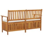 vidaXL Banc de rangement avec coussin 148 cm Bois d'acacia solide