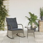 vidaXL Chaise à bascule de jardin avec coussins gris résine tressée