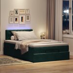 vidaXL Lit ottoman avec matelas et LED vert foncé 90x200cm velours