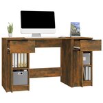 vidaXL Bureau avec armoire latérale Chêne fumé Bois d'ingénierie