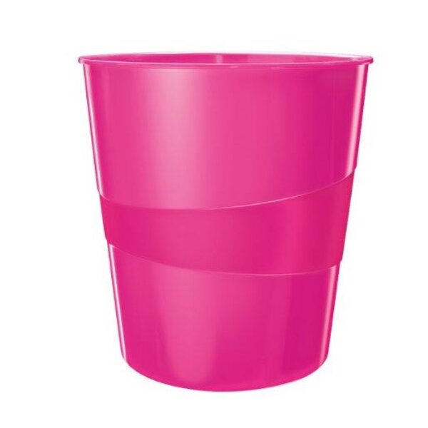 Corbeille à papier Wow capacité 15L polypropylène D29 x H32,4 cm Rose brillant LEITZ