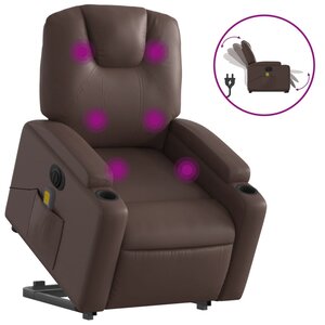 vidaXL Fauteuil inclinable de massage électrique marron similicuir