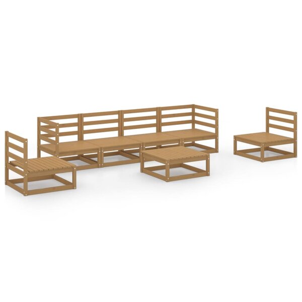 vidaXL Salon de jardin 7 Pièces marron miel bois de pin massif