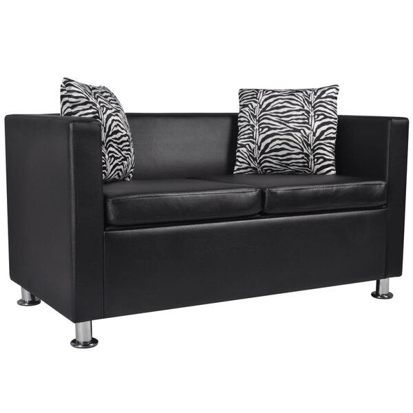 vidaXL Canapé à 2 places Cuir synthétique Noir