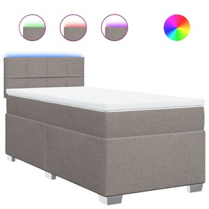 vidaXL Sommier à lattes de lit avec matelas Taupe 90x200 cm Tissu
