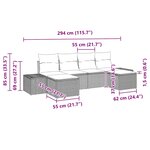vidaXL Ensemble de Canapés de Jardin 6 Pièces avec Coussins Noir Rattan Poly