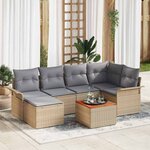 vidaXL Ensemble de canapé de jardin 7 Pièces Beige  Gris clair