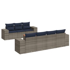 vidaXL Salon de jardin 8 Pièces avec coussins gris résine tressée