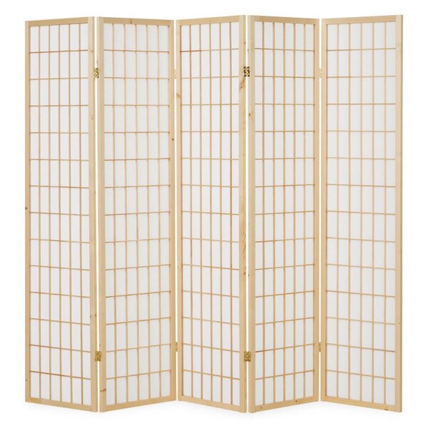 Paravent bois 5 pans Shoji clair pliable
