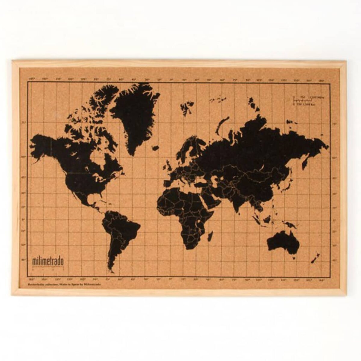Milimetrado carte du monde liège et cadre bois noir et marron 70x50 cm - La  Poste