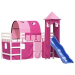 vidaXL Lit mezzanine enfants avec tour rose 80x200cm bois pin massif